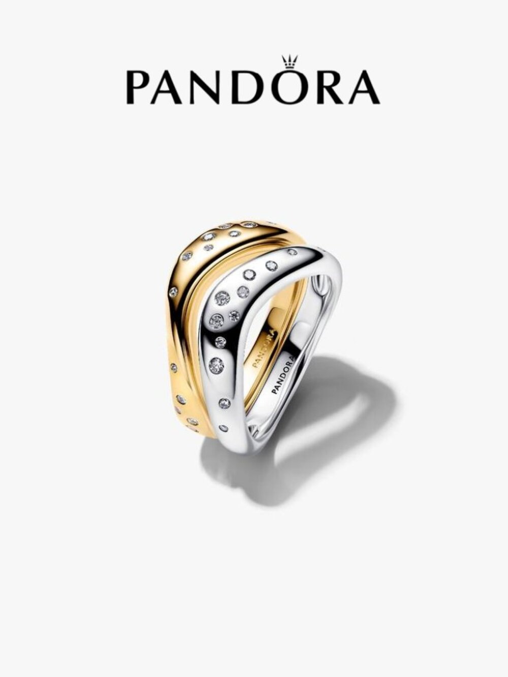 Pandora Organically Shaped Two-Tone Stacking Rings